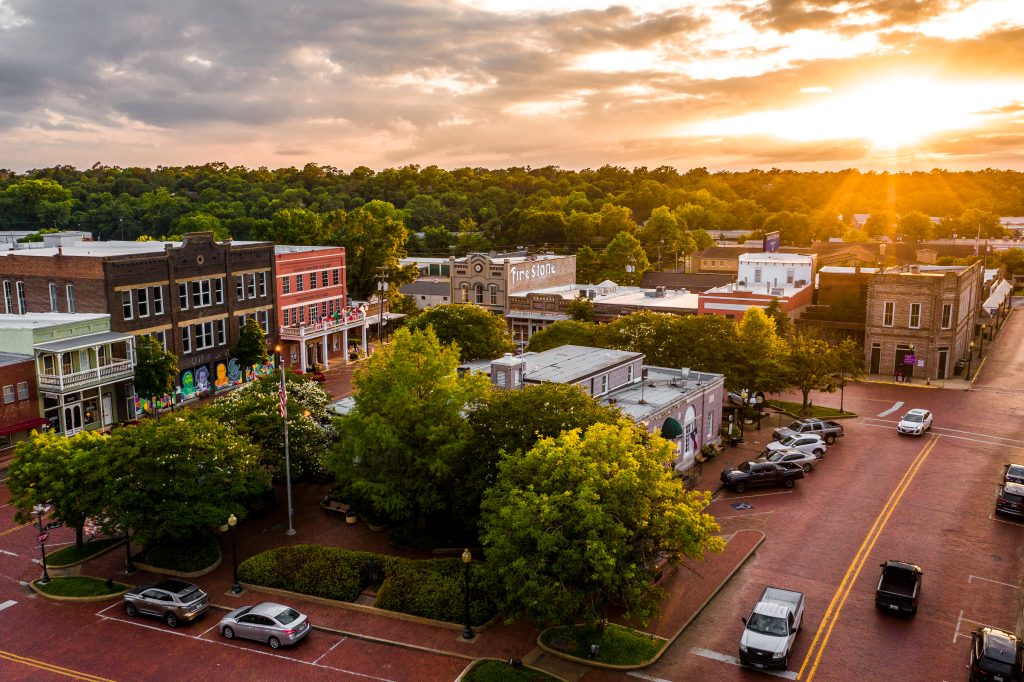 Downtown Nacogdoches, Texas, at sunset